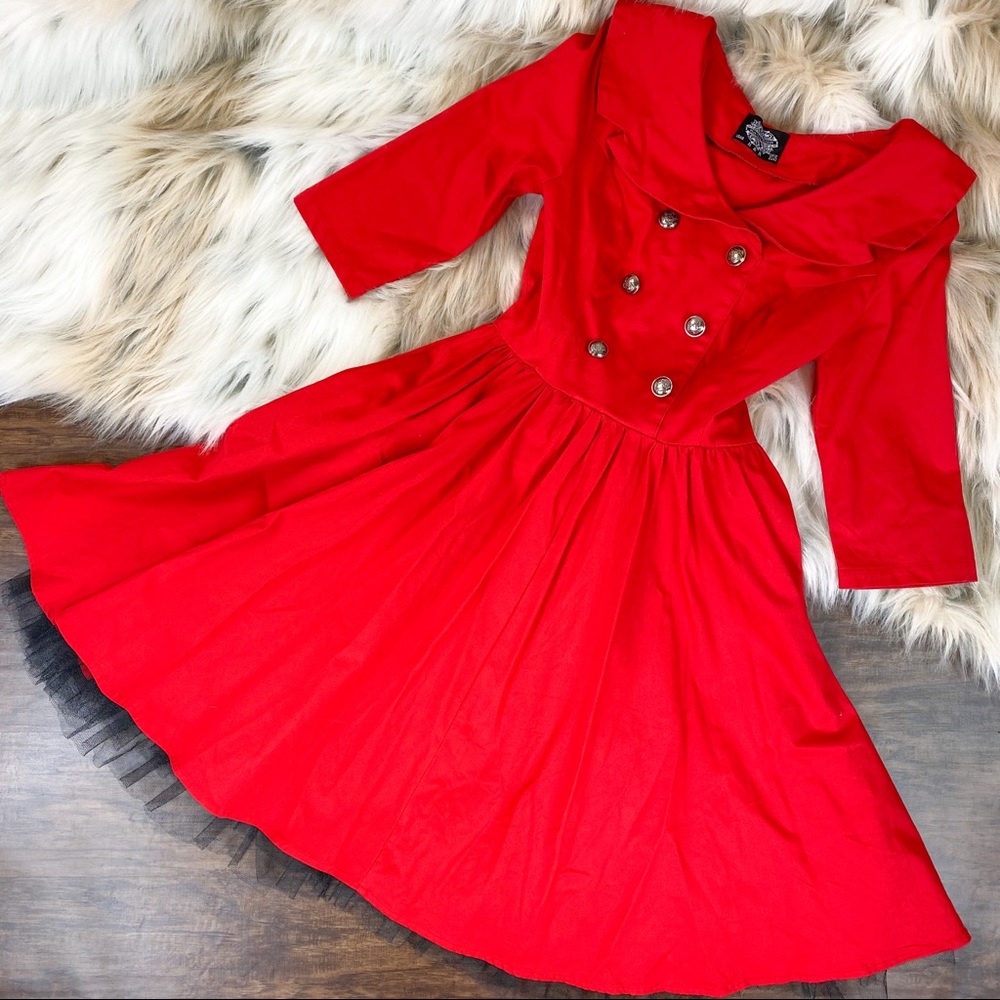 Red A-Line Dress Vintage Inspired